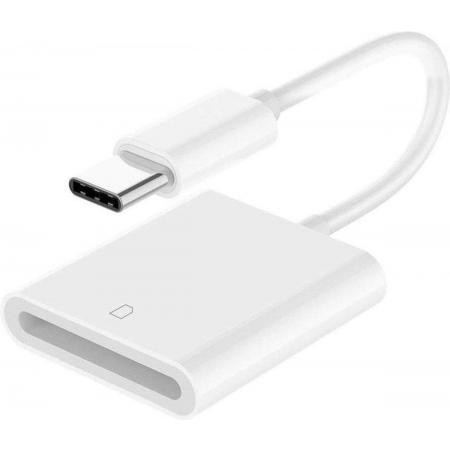 LOUZIR SD kaartlezer USB-C geschikt voor iPad pro (2018) - MacBook en Samsung Galaxy - SD kaartlezer USB-C Voor IOS – Wit