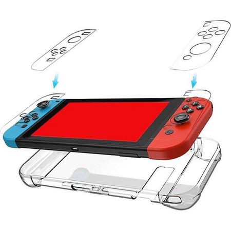 LOUZIR  Voor Nintendo Switch- Bescherm Case- Harde Beschermhoes- Screen Protection- Transparant