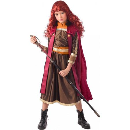 LUCIDA - Bordeaux rood prinses strijder kostuum voor meisjes - S 104/116 (5-6 jaar) - Kinderkostuums