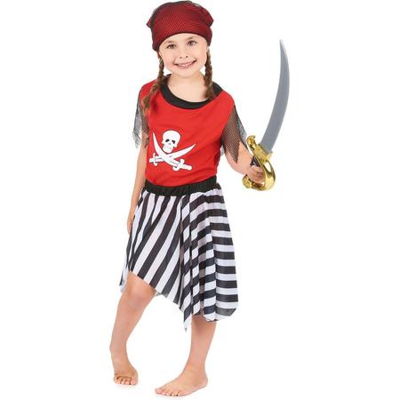 LUCIDA - Doodskop en botten piraat kostuum voor meisjes - M 122/128 (7-9 jaar) - Kinderkostuums