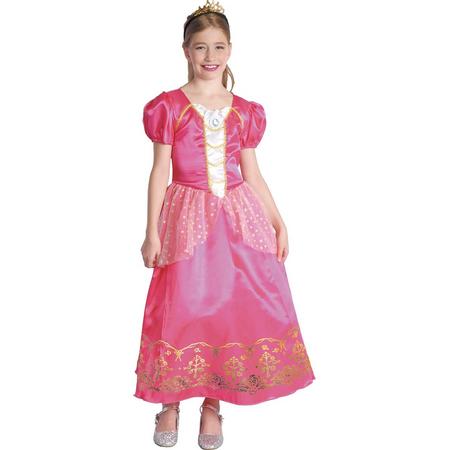 LUCIDA - Elegante roze en goudkleurige prinses outfit voor meisjes - S 110/122 (4-6 jaar) - Kinderkostuums