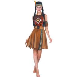 LUCIDA - Inheems indiaan kostuum met franjes voor dames - M - Volwassenen kostuums