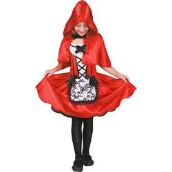 LUCIDA - Klein Roodkapje kostuum met schort voor meisjes - M 122/128 (7-9 jaar) - Kinderkostuums