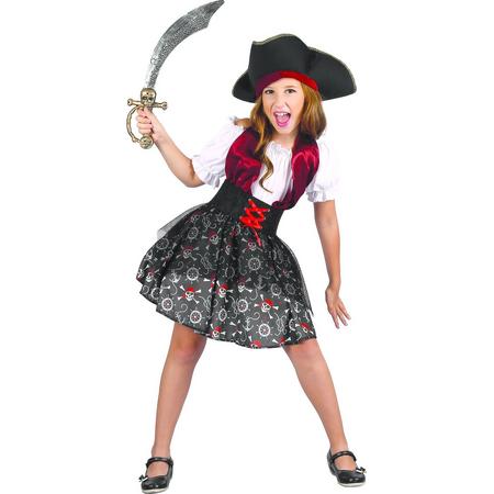 LUCIDA - Onverschrokken piraat outfit voor meisjes - L 128/140 (10-12 jaar) - Kinderkostuums