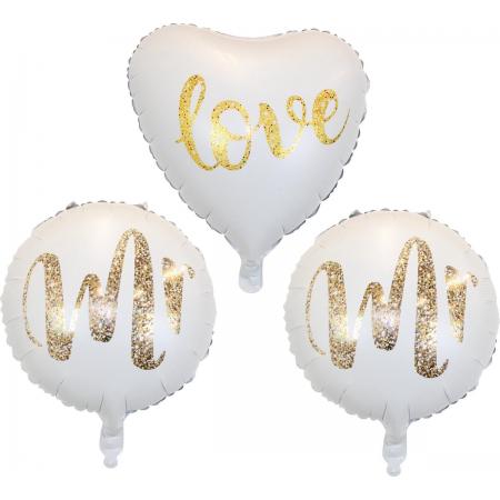 Huwelijk Decoratie Bruiloft Versiering Helium Ballonnen Mr & Mr Decoratie Goud & Wit Bruiloft 40 Cm Ballon – 3 Stuks