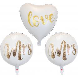 Huwelijk Decoratie Bruiloft Versiering Helium Ballonnen Mrs & Mrs Decoratie Goud & Wit Bruiloft 40 Cm Ballon – 3 Stuks