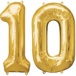 Versiering 10 Jaar Ballon Cijfer 10 Verjaardag Versiering Folie Helium Ballonnen Feest Versiering XL Formaat Goud - 86Cm