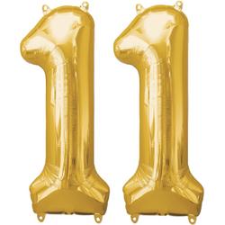 Versiering 11 Jaar Ballon Cijfer 11 Verjaardag Versiering Folie Helium Ballonnen Feest Versiering XL Formaat Goud - 86Cm