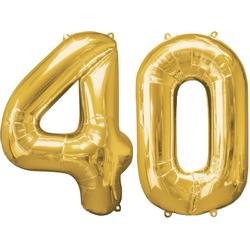Versiering 40 Jaar Ballon Cijfer 40 Verjaardag Versiering Folie Helium Ballonnen Feest Versiering XL Formaat Goud - 86Cm