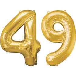 Versiering 49 Jaar Ballon Cijfer 49 Verjaardag Versiering Folie Helium Ballonnen Feest Versiering XL Formaat Goud - 86Cm