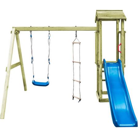 Grote Tuin Speelhuis met Schommels Ladder en Glijbaan 251x242x218cm - Speeltoestel Tuin voor Kinderen - Speeltoestel voor Buiten - Speeltoren