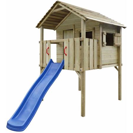 Grote Tuin Speelhuis met Schommels Ladder en Glijbaan 360x255x295cm - Speeltoestel Tuin voor Kinderen - Speeltoestel voor Buiten - Speeltoren