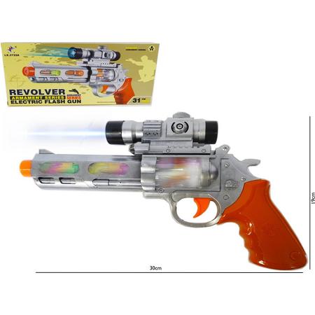 Revolver Flash Gun - elektrische speelgoedpistool - Led licht en geluiden - 30CM (incl. batterijen)