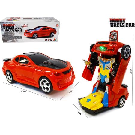 Transform - Robot Race car - robot en auto 2in1 - met geluid en Led lichten - 20CM (incl. batterijen)