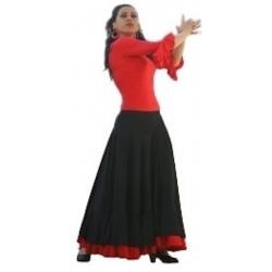 Spaanse Flamenco Rok - Zwart Rode Rand - Maat M - Volwassenen - Verkleed Rok