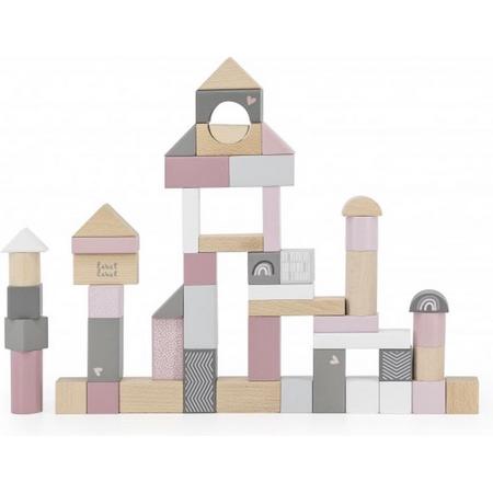 Label Label - Houten Blokken - 50 delig - Roze - Kinderen Speelgoed