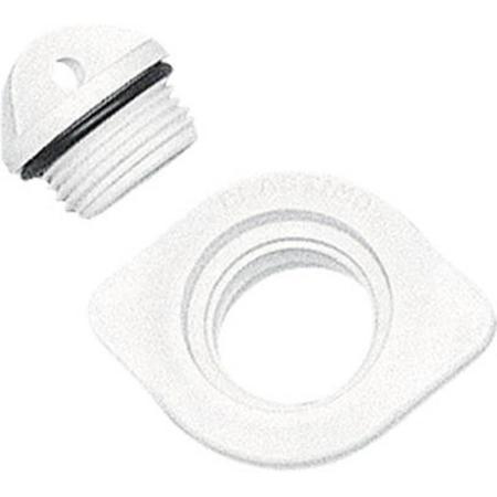 Lalizas Drain Socket w/Plug, Oval, Plain, 48x36mm, White