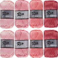 Haakgaren katoen ton sur ton zalm roze - pakket met 8 bollen Rio