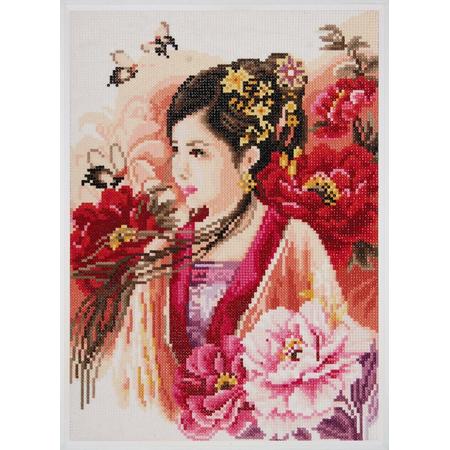 diamond painting pakket PN0184323 asian lady in pink