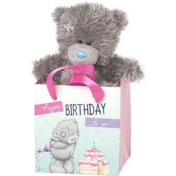 Me to You Happy Birthday 13cm - geschenkzakje met knuffelbeer