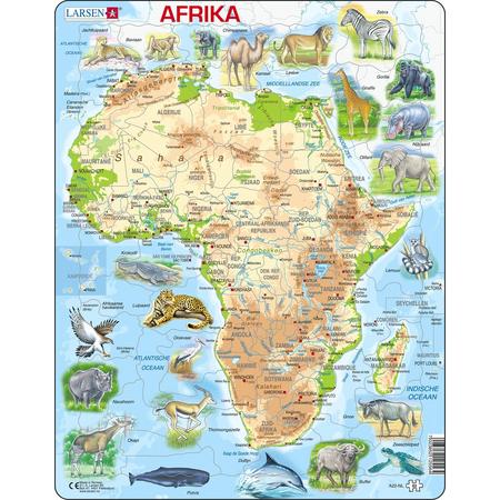 Puzzel Maxi Kaart - Afrika Geografisch met Dieren - 63 stukjes