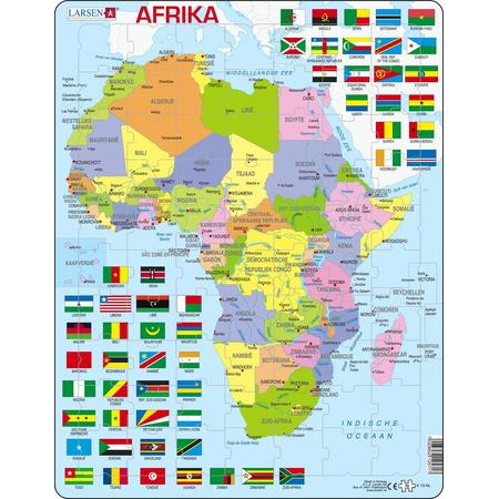 Puzzel Maxi Kaart - Afrika met vlaggen - 70 stukjes