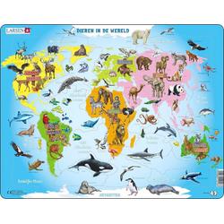 Puzzel Maxi Kaart - Dieren in de Wereld - 28 stukjes