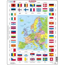 Puzzel Maxi Kaart - Europa met vlaggen - 70 stukjes