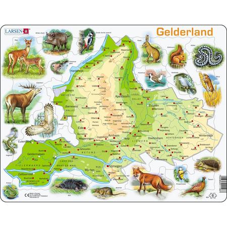 Puzzel Maxi Kaart - Gelderland Geografisch met Dieren - 61 stukjes