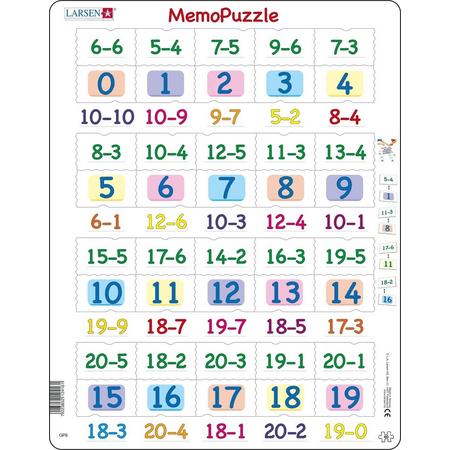 Puzzel Maxi Memopuzzel - Aftrekken met getallen van 0 - 20 - 40 stukjes