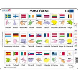Puzzel Maxi Memopuzzel - Namen, vlaggen en hoofdsteden van 27 EU-lidstaten - 54 stukjes