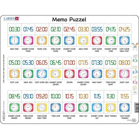 Puzzel Maxi Memopuzzel Leren Klokkijken- Traditionele en digitale klok - 54 stukjes
