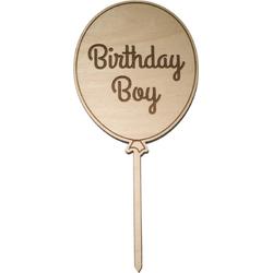 Houten Taarttopper Birthday Boy - Taart decoratie verjaardag - Jongen