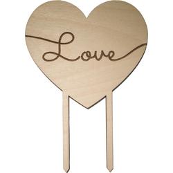 Houten Taarttopper Love - Taart decoratie hart - Liefde
