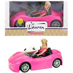 LAUREN Tienerpop barbie in roze auto