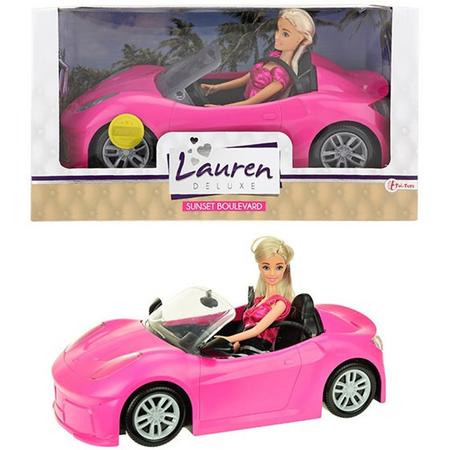 LAUREN Tienerpop barbie in roze auto