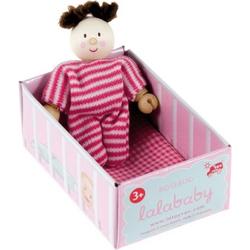 Le Toy Van Poppenhuis Lalababy Bruin - jongen in een gestreept roze pyjama