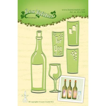 LeCrea - Leabilitie Wine bottle & glass snij en embossing mal 45.2304