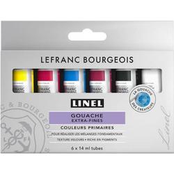 Lefranc & Bourgeois Linel Gouache Extra Fine Primary Colors Set 6x14ml