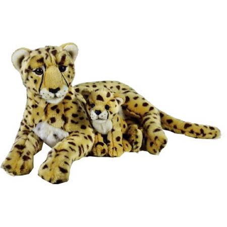 Lelly Knuffel Cheetah Met Baby 50 Cm Bruin