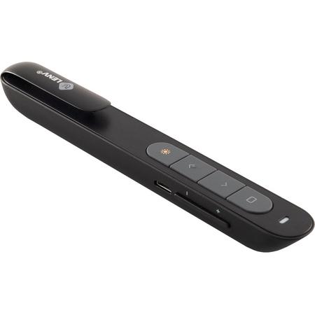 LenV - Draadloze Wireless Oplaadbaar Zwart USB Presenter Met Laser Pointer - Windows & Mac PowerPoint Afstandsbediening met opbergtas