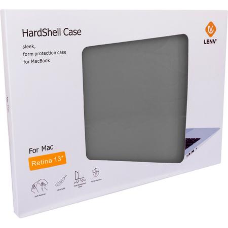 LenV - Macbook Pro Retina 13.3 inch Hardcover Case Cover Laptop Hoes Sleeve - Transparant Zwart
