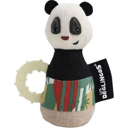 Les Deglingos Rammelaar Panda Wit/zwart 18 Cm