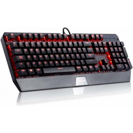 LESHP Gaming mechanisch toetsenbord met Spaanse lay-out (rode LED-achtergrondverlichting, 105 toetsen, heeft ñ)