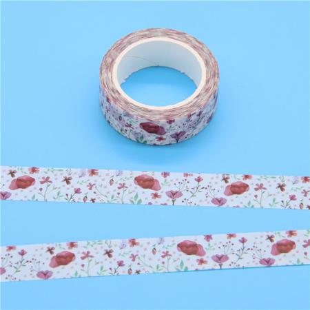 Klaproos - Decoratie Washi / Masking papier tape - 15 mm x 10 m - Bloemen / Rozen - LeuksteWinkeltje