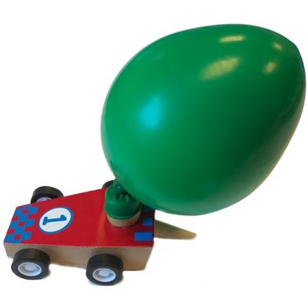 LeuksteWinkeltje Ballon Racer - houten auto aangedreven door lucht