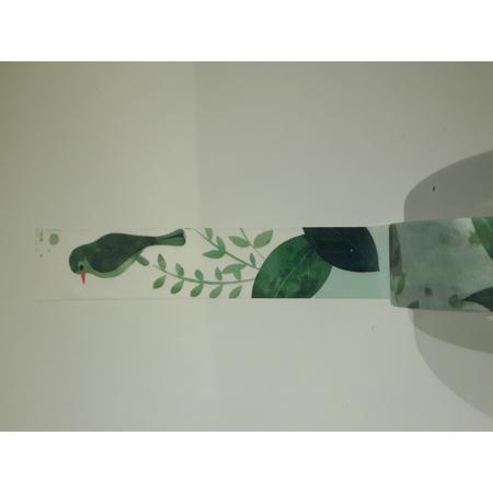 LeuksteWinkeltje masking tape - Vogel Blad Groen - decoratie washi papier tape - 15 mm x 5 m