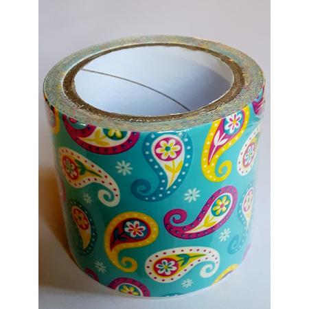 LeuksteWinkeltje masking tape Blauw met Bloemen V - decoratie washi papier tape - 48 mm x 4 m