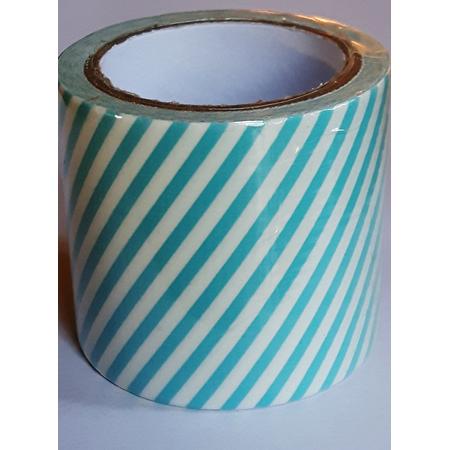 LeuksteWinkeltje masking tape Blauw strepen H - decoratie washi papier tape - 48 mm x 4 m