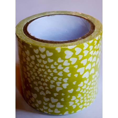 LeuksteWinkeltje masking tape Groen met hartjes E - decoratie washi papier tape - 48 mm x 4 m